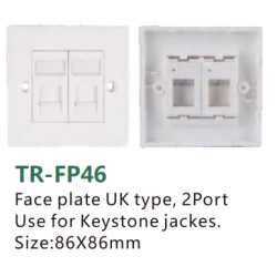 Face plate UK type,2PortUse for Keystonejackes.Size:86X86mm