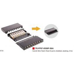 Cat.6A Mini Patch Panel 8 ports shielded, desktop, 0.5U.