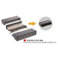 Cat.6A Mini Patch Panel 12 ports shielded, desktop, 0.5U.