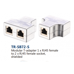 Modular T-adapter 1 x RJ45 female  to 2 x RJ45 female socket,  shielded