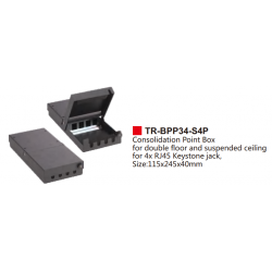 Consolidation Point Box for double floor and suspended ceiling for 4x RJ45 Keystone jack,  Size:115x