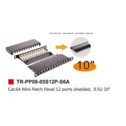 Cat.6A Mini Patch Panel 12 ports shielded, 0.5U 10