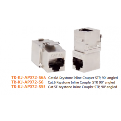 CAT6A/CAT6/CAT5E.Inline Coupler-keystone jack,STP,90 degree angled