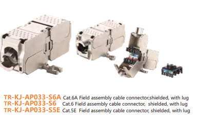 CAT6A,CAT6,CAT5E,Field assembly cable connector,shield,with lug