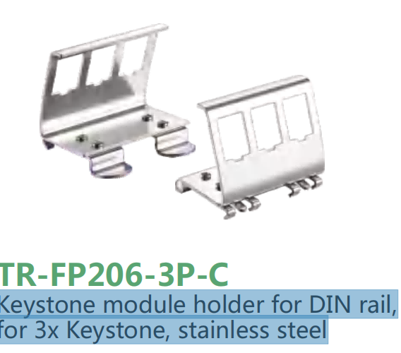 Keystone module holder for DIN rail, for 3x Keystone, stainless steel