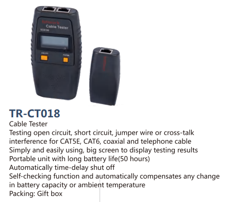 Cable Tester Testing open circuit,short circuit,jumper wire or cross-talkinterference for CAT5E,CAT6