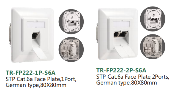 STP Cat.6a Face Plate,1Port,  German type,80X80mm