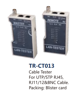 Cable Tester For UTP/STP RJ45, RJ11/12&BNC Cable.Packing:Blister card