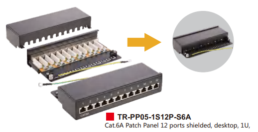 Cat.6A Patch Panel 12 ports shielded, desktop, 1U,