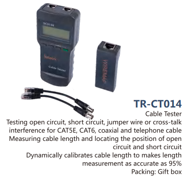 Cable Tester Testing open circuit,short circuit,jumper wire or cross-talkinterference for CAT5E,CAT6