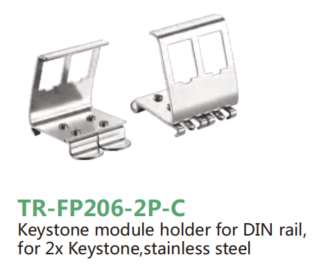 Keystone module holder for DIN rail, for 2x Keystone,stainless steel