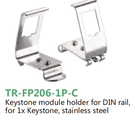 Keystone module holder for DIN rail,  for 1x Keystone, stainless steel