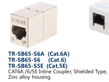 CAT6A /6/5E Inline Coupler, Shielded Type,  Zinc alloy housing