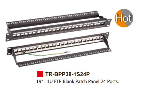 19” 1U FTP Blank Patch Panel 24 Ports.