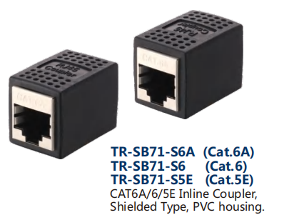 CAT6A/6/5E Inline Coupler,  Shielded Type, PVC housing