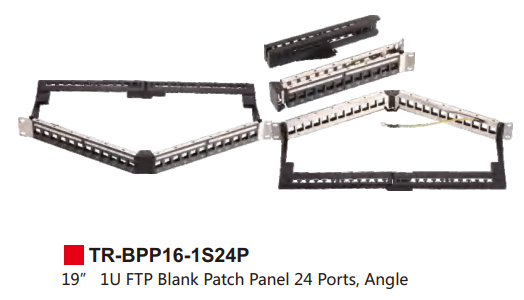 19” 1U FTP Blank Patch Panel 24 Ports, Angle