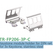 Keystone module holder for DIN rail, for 3x Keystone, stainless steel