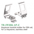 Keystone module holder for DIN rail,  for 1x Keystone, stainless steel